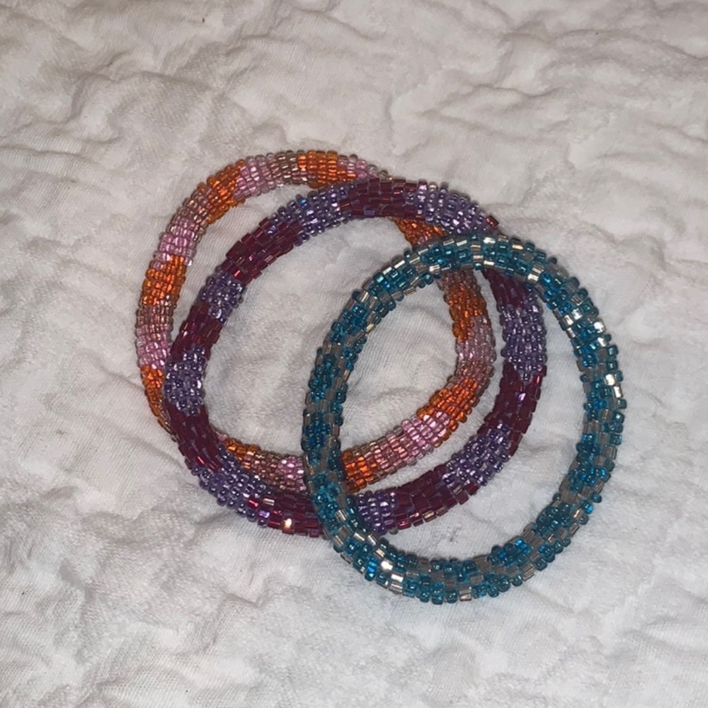Three Multicolor Beaded Bracelets